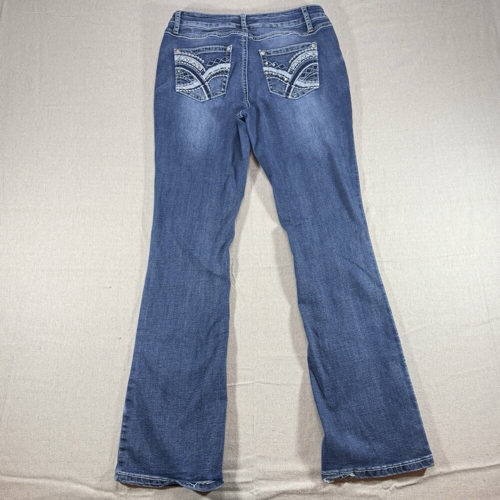 EST 1946 Denim Jeans Womens Size 10 Bootcut Stretch Rhinestone Pocket Y2K Bling